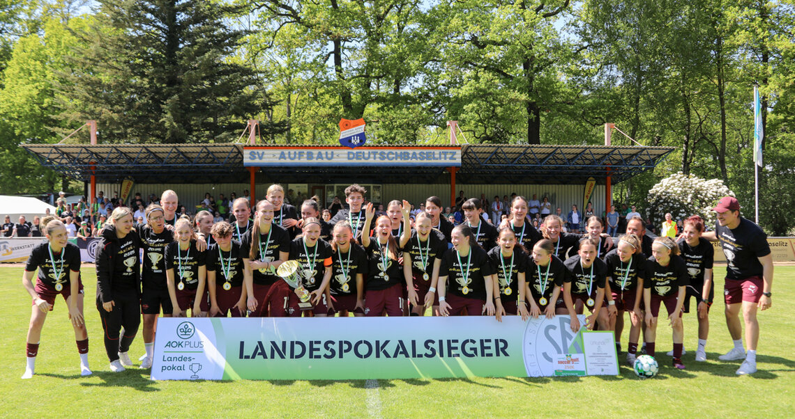 Siegerinnen AOK PLUS Landespokal B-Juniorinnen 2024/2025: RasenBallsport Leipzig (C-J.) © SFV