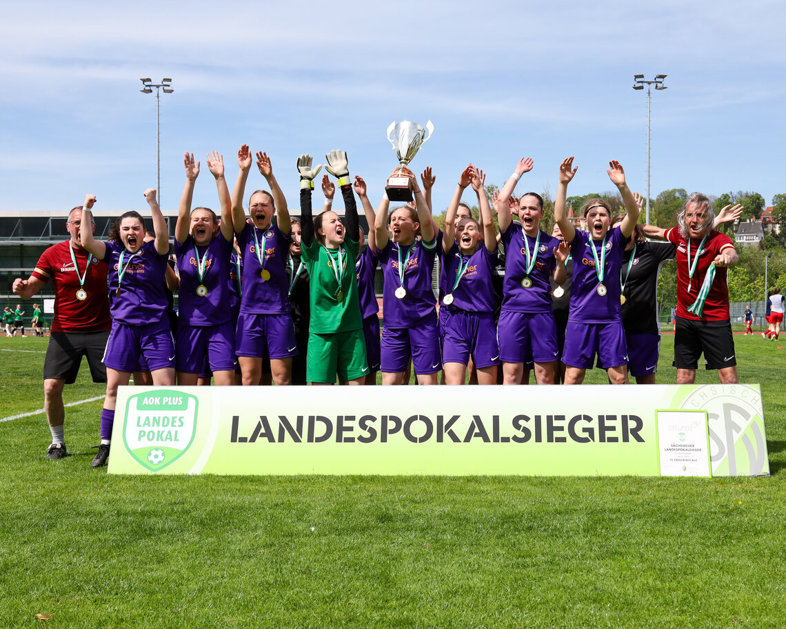 Siegerinnen AOK PLUS Landespokal B-Juniorinnen 2023/2024: FC Erzgebirge Aue © Luise Böttger