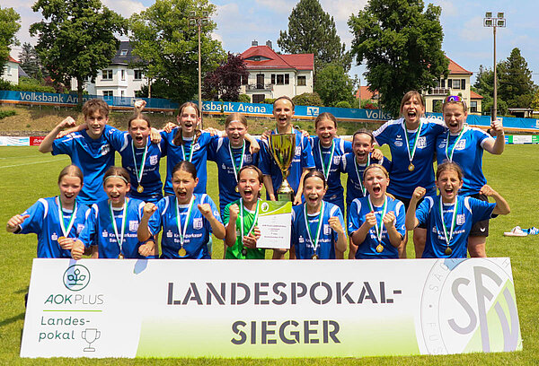 Siegerinnen AOK PLUS Landespokal D-Juniorinnen 2025/2026: Bischofswerdaer FV 08 © SFV